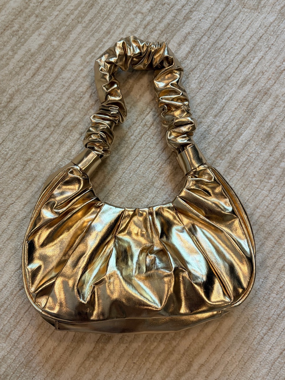 Metallic Gold Scrunch Strap Shoulder Bag
